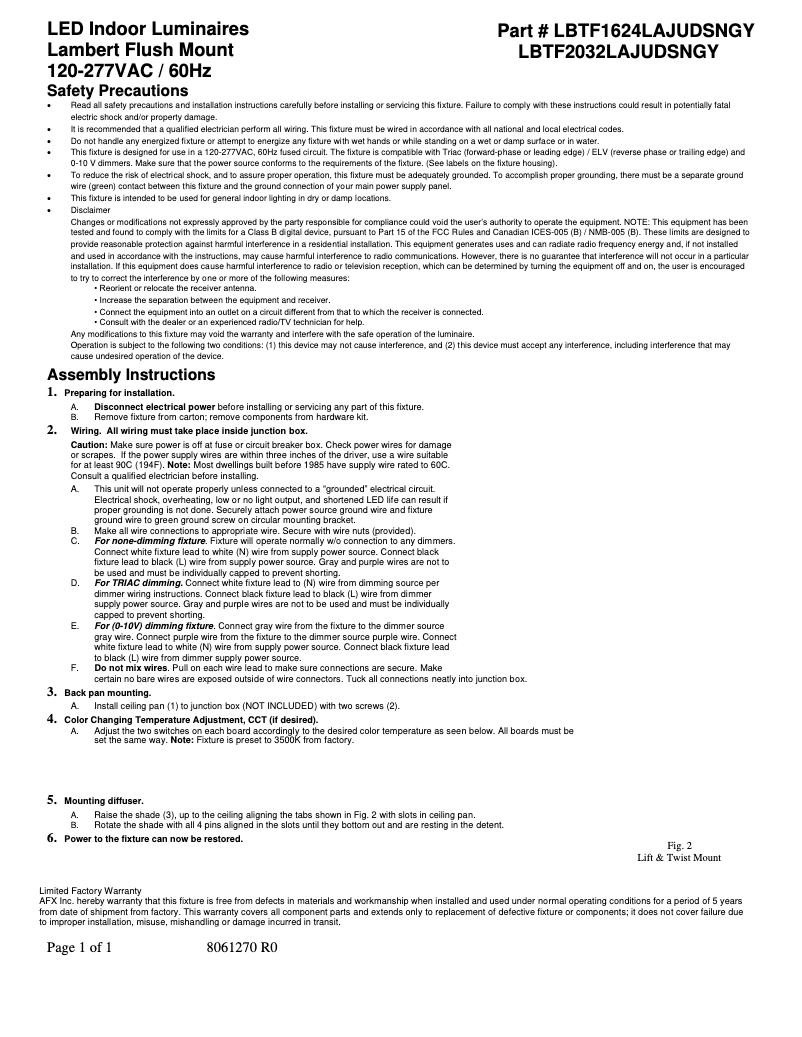 Image de la première page du manuel de l'appareil Lambert LBTF2032LAJUDSNGY