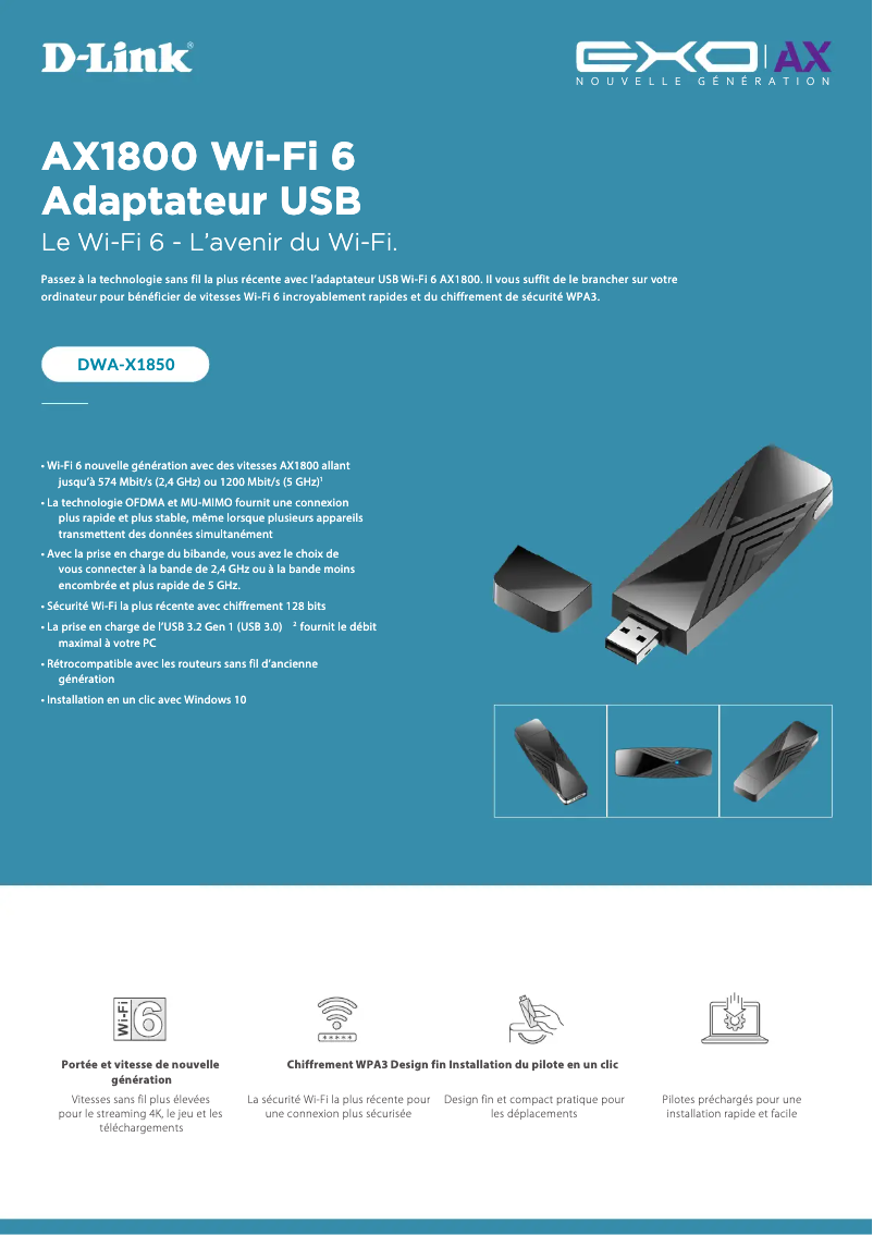 Page 1 de la notice Fiche technique D-Link DWA-X1850
