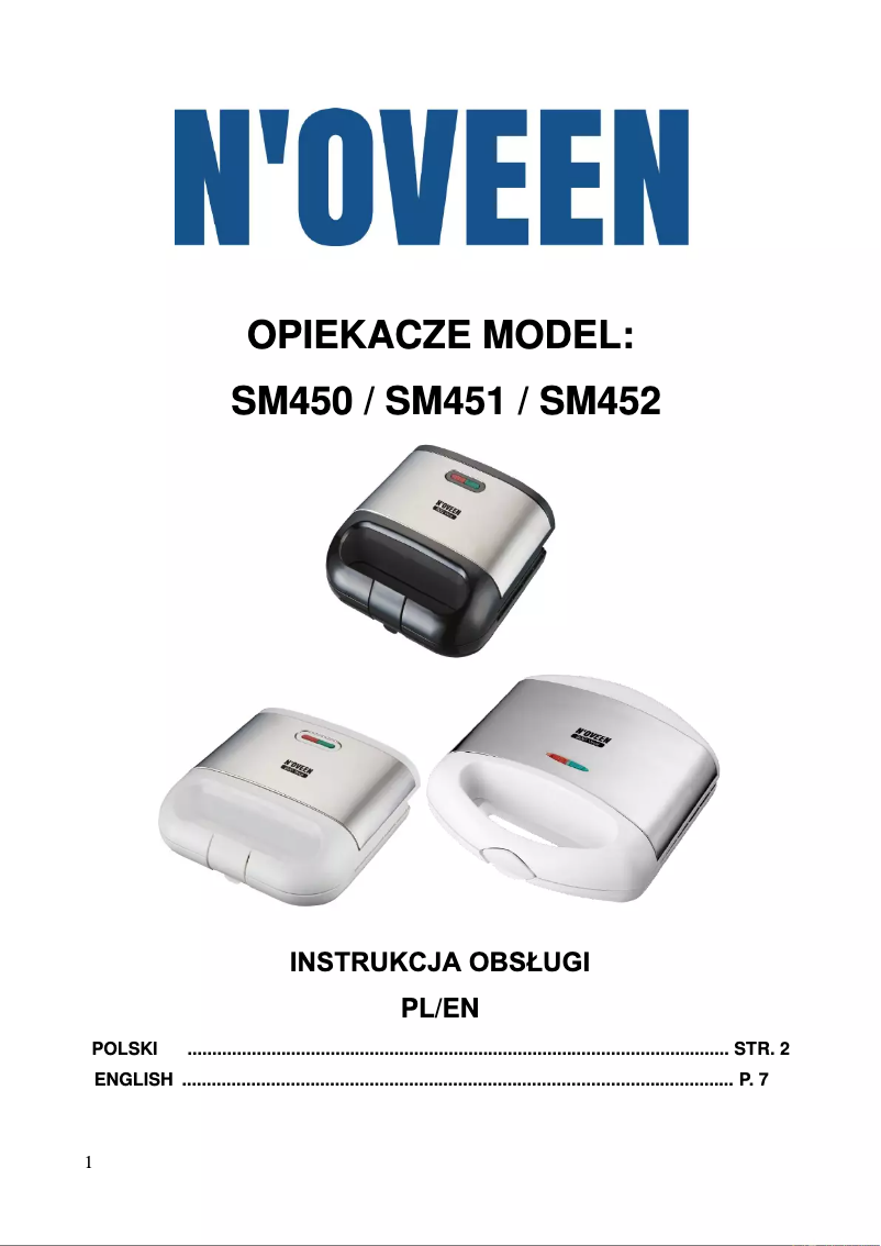 Page n°1 - Manuel utilisateur N'oveen SM451