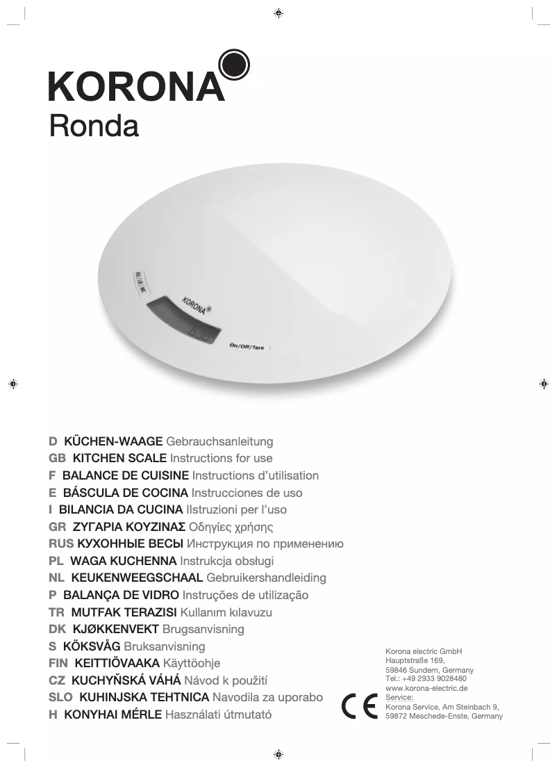 Image de la première page du manuel de l'appareil Ronda 70220