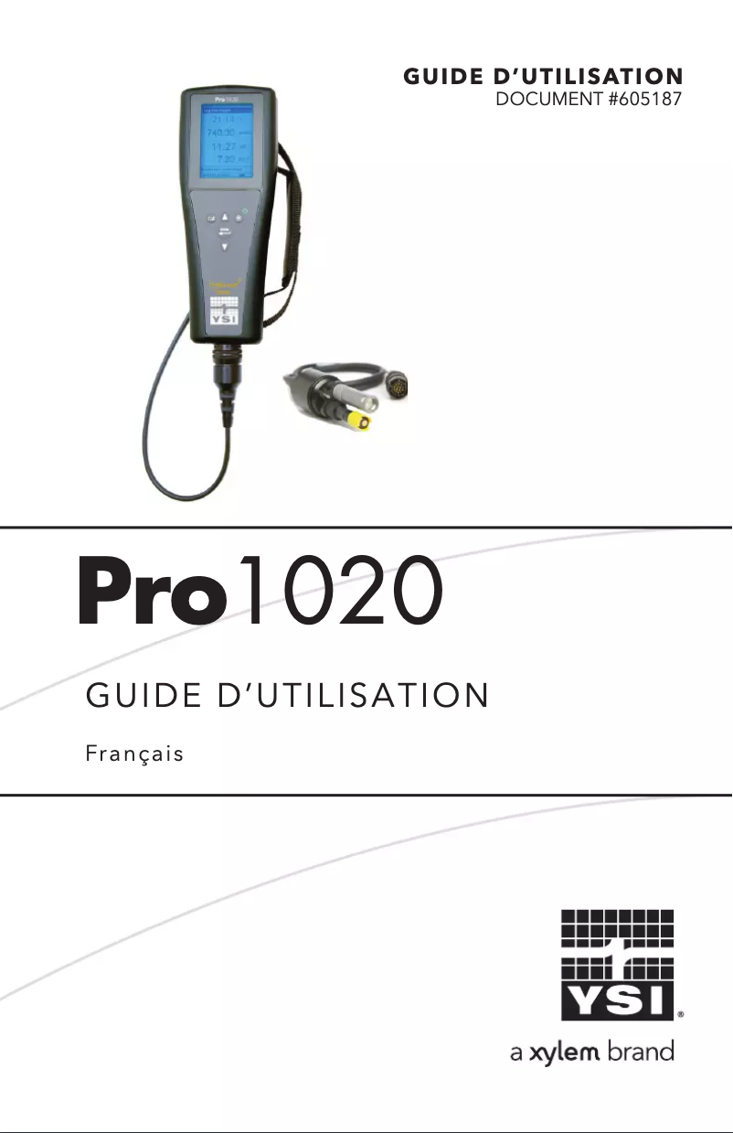 Page 1 de la notice Manuel utilisateur YSI Pro1020