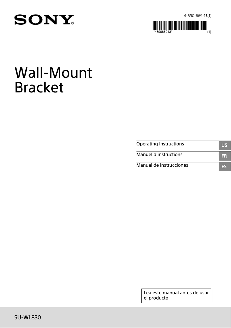 Page 1 de la notice Manuel utilisateur Sony SU-WL830