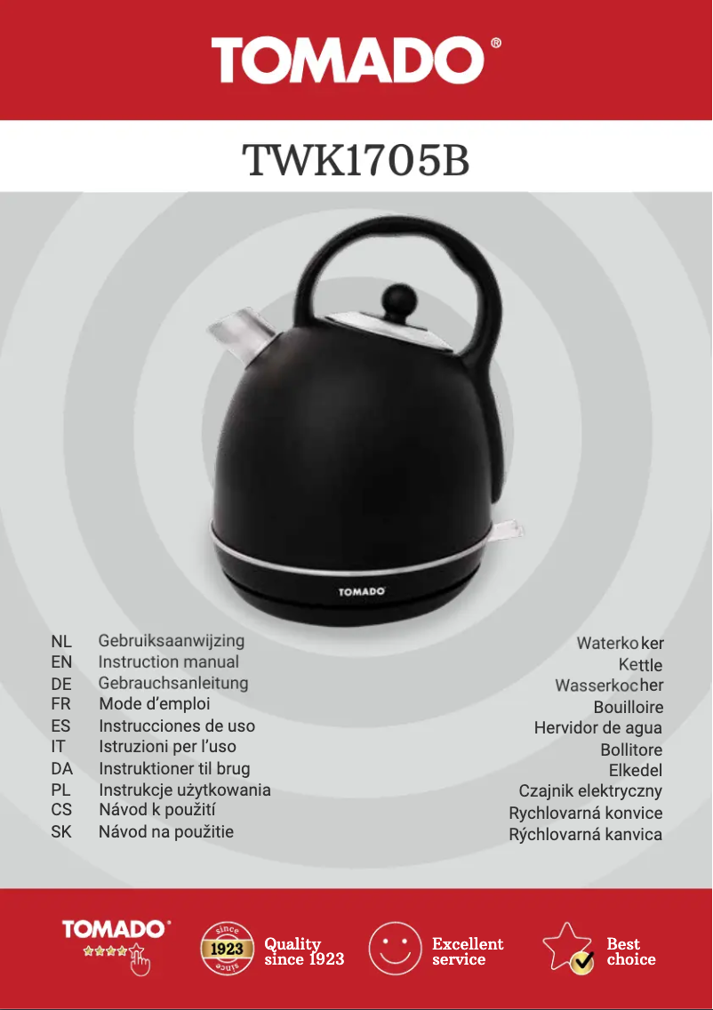 Page 1 de la notice Fiche technique Tomado TWK1705B