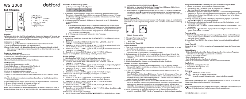 Page n°1 - Manuel utilisateur Dexford WS 2000