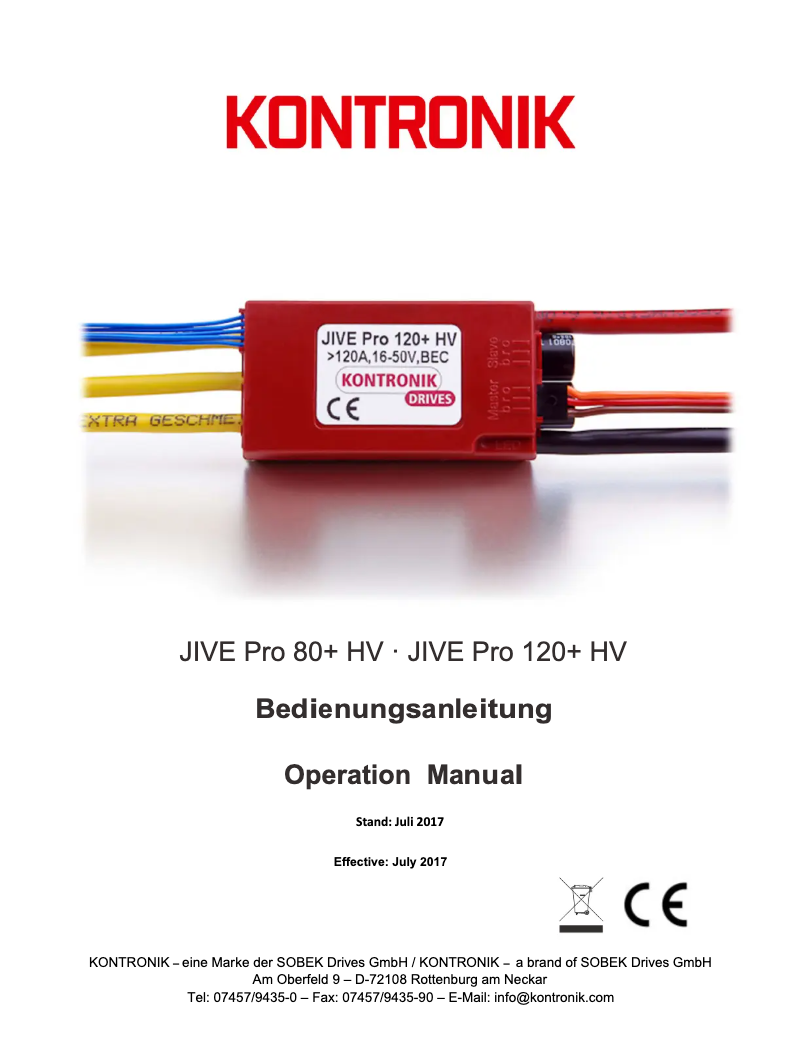 Page 1 de la notice Manuel utilisateur KONTRONIK JIVE PRO 80+ HV