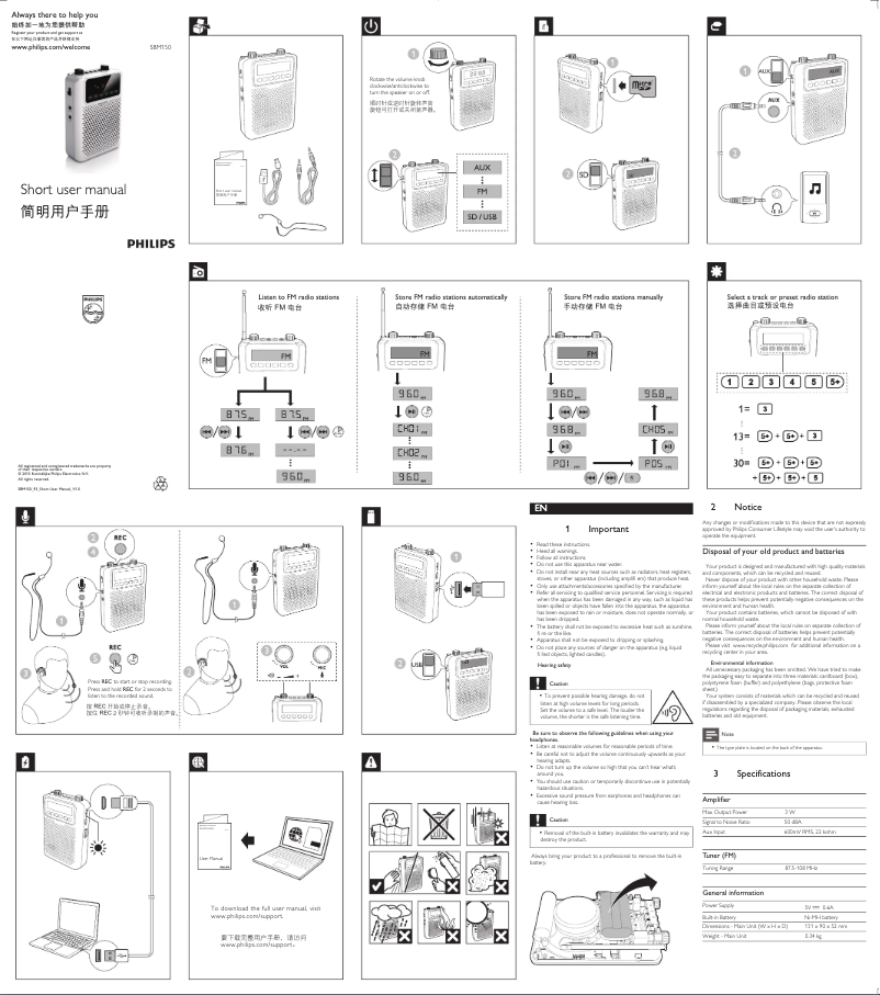 Page n°1 - Guide de démarrage rapide Philips SBM150