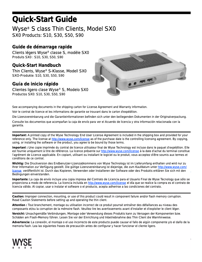 Page n°1 - Manuel utilisateur Wyse S10 Callisto-2