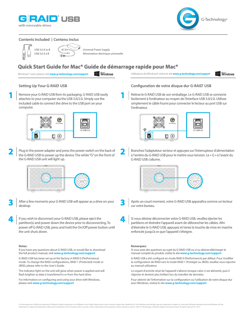 Image de la première page du manuel de l'appareil G-RAID USB
