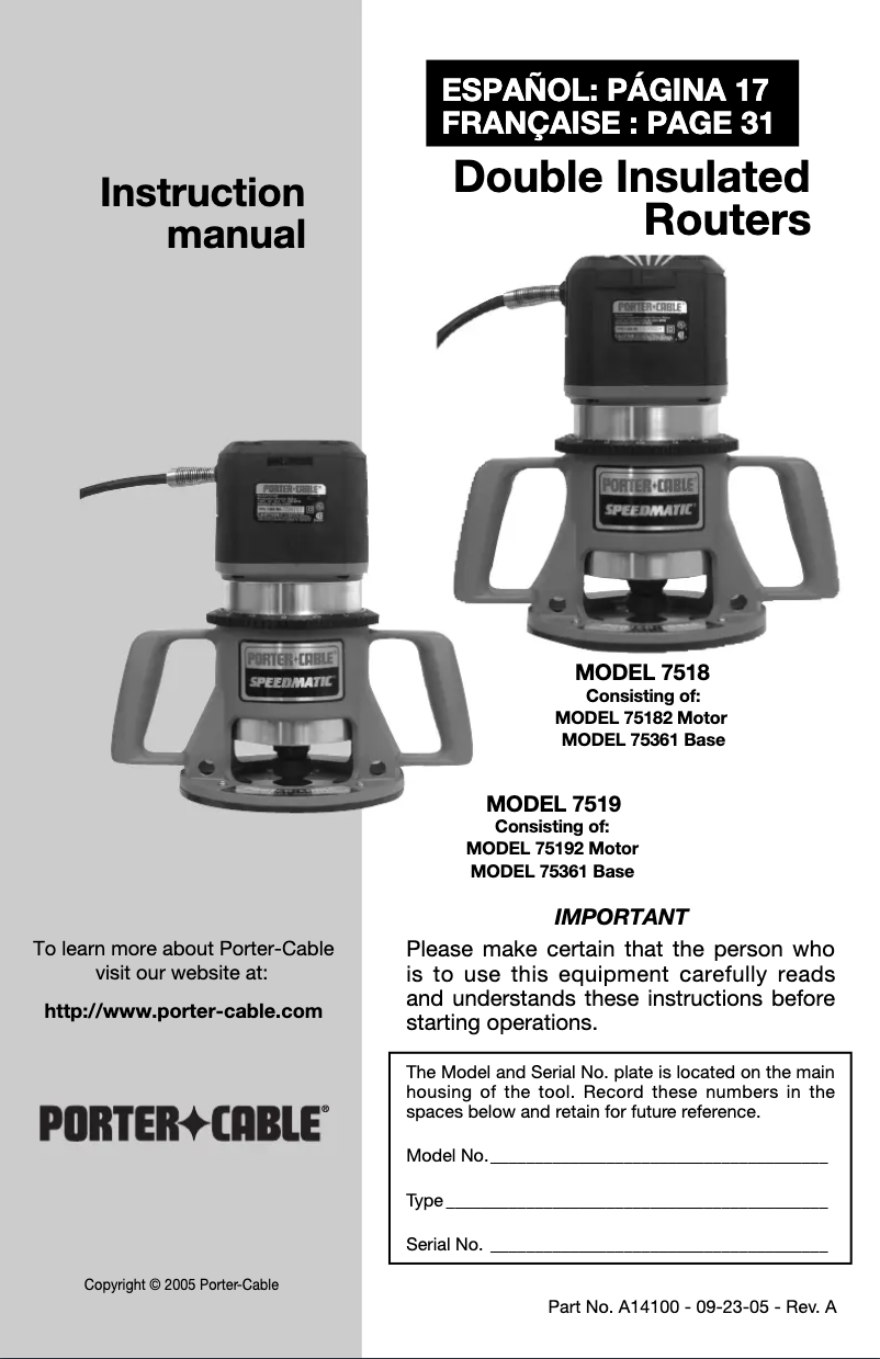 Image de la première page du manuel de l'appareil 7519