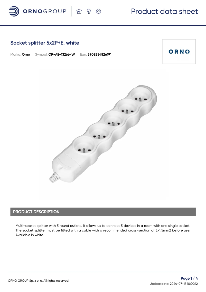 Image de la première page du manuel de l'appareil OR-AE-13266