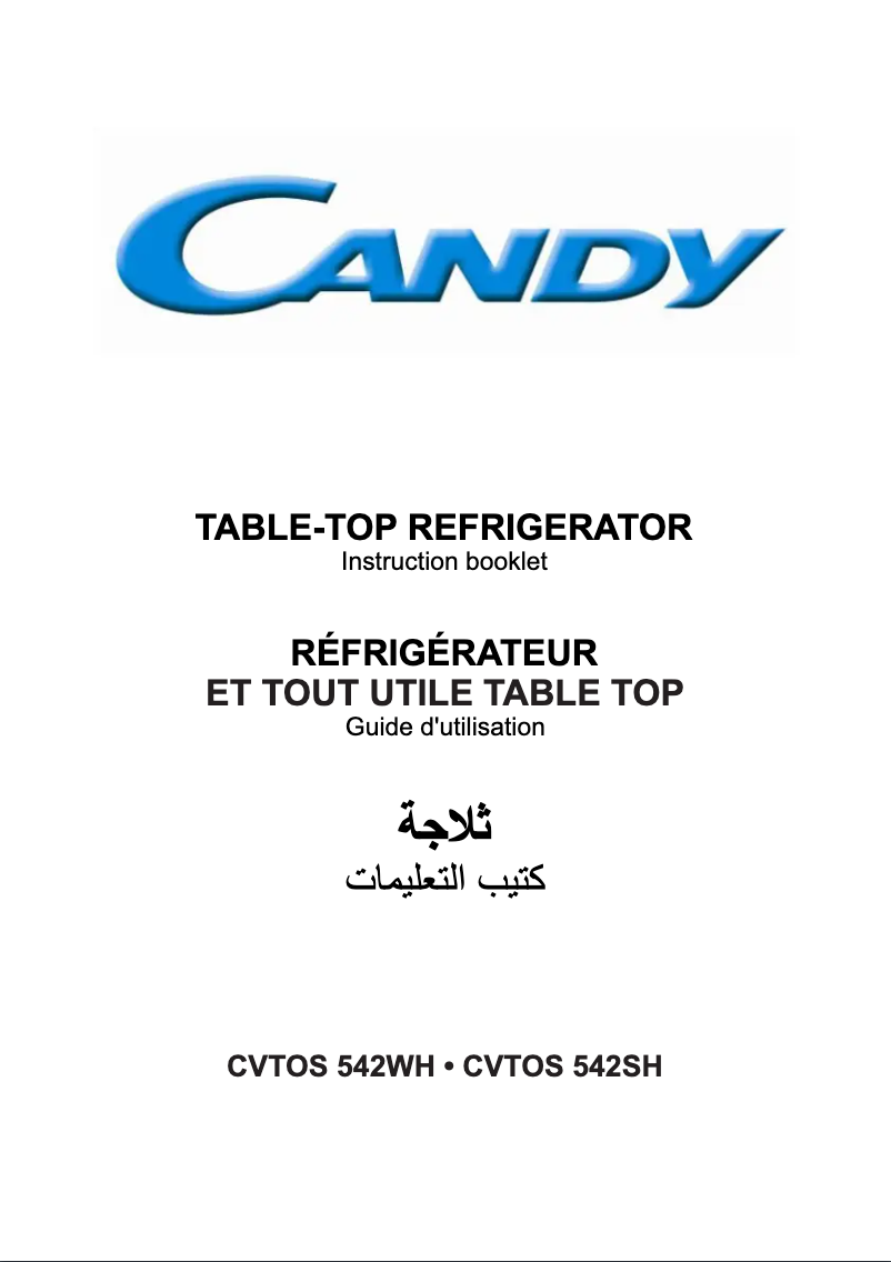 Page n°1 - Manuel utilisateur Candy CVTOS 542SH