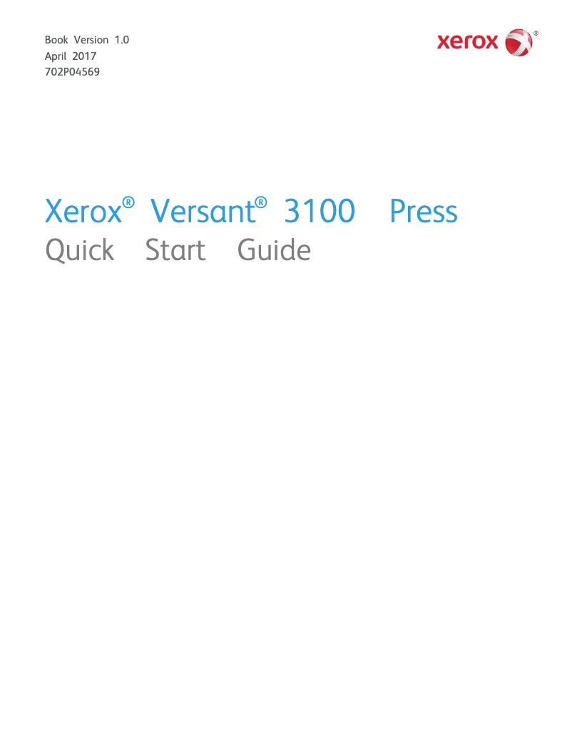 Page 1 de la notice Guide de démarrage rapide Xerox Versant 3100 Press