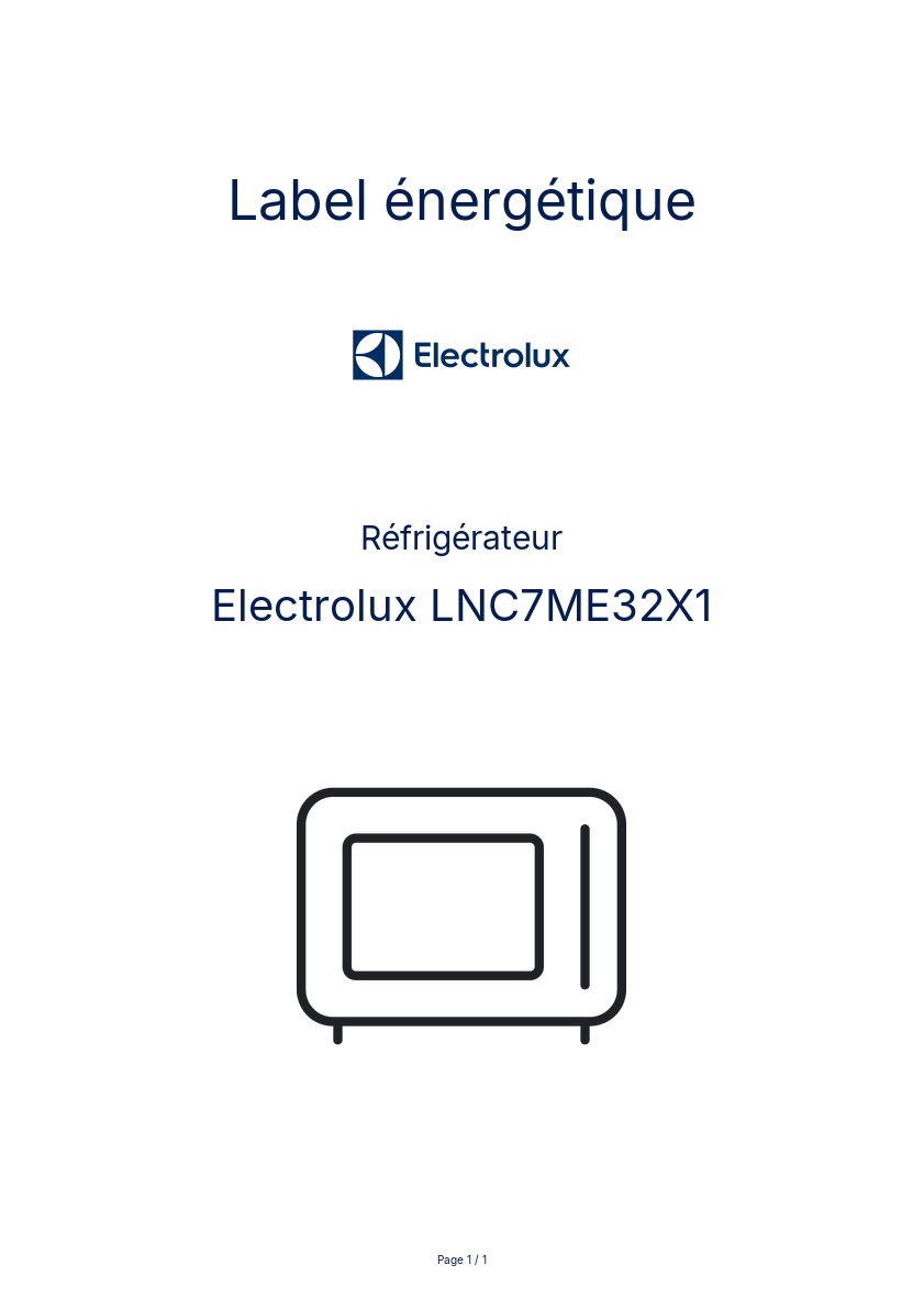 Page n°1 - Label énergétique Electrolux LNC7ME32X1