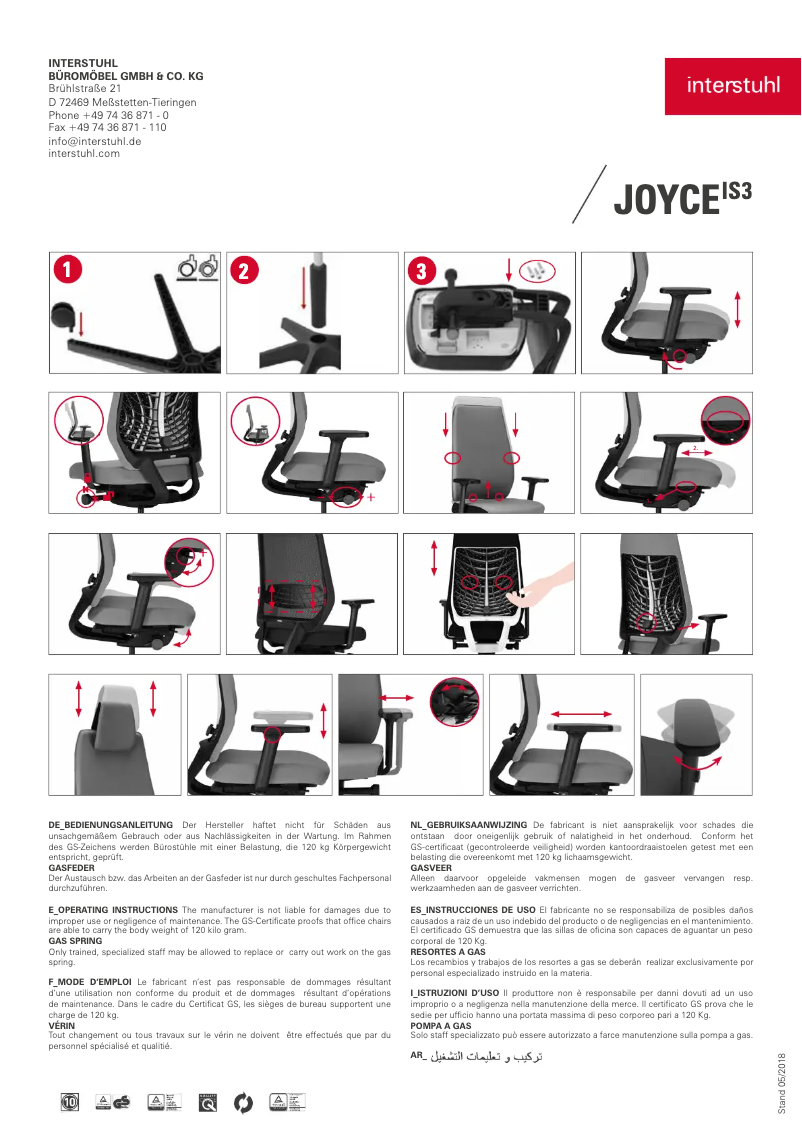 Page n°1 - Manuel utilisateur Interstuhl JOYCEis3 JC211