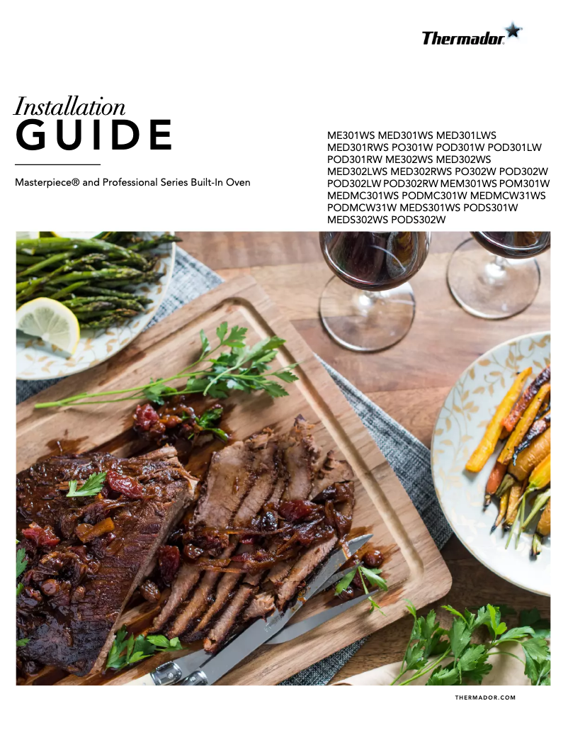 Page 1 de la notice Guide d'installation Thermador PODS302W