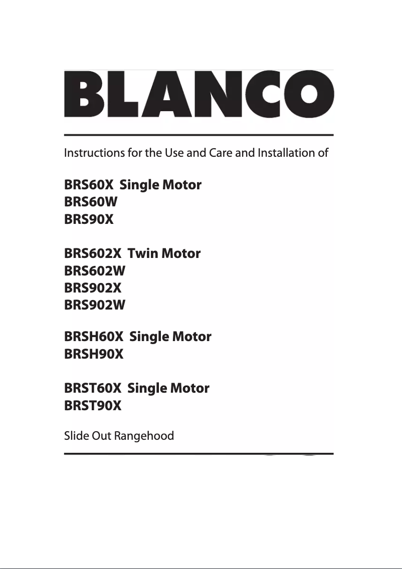 Page n°1 - Manuel utilisateur BLANCO BRS60W