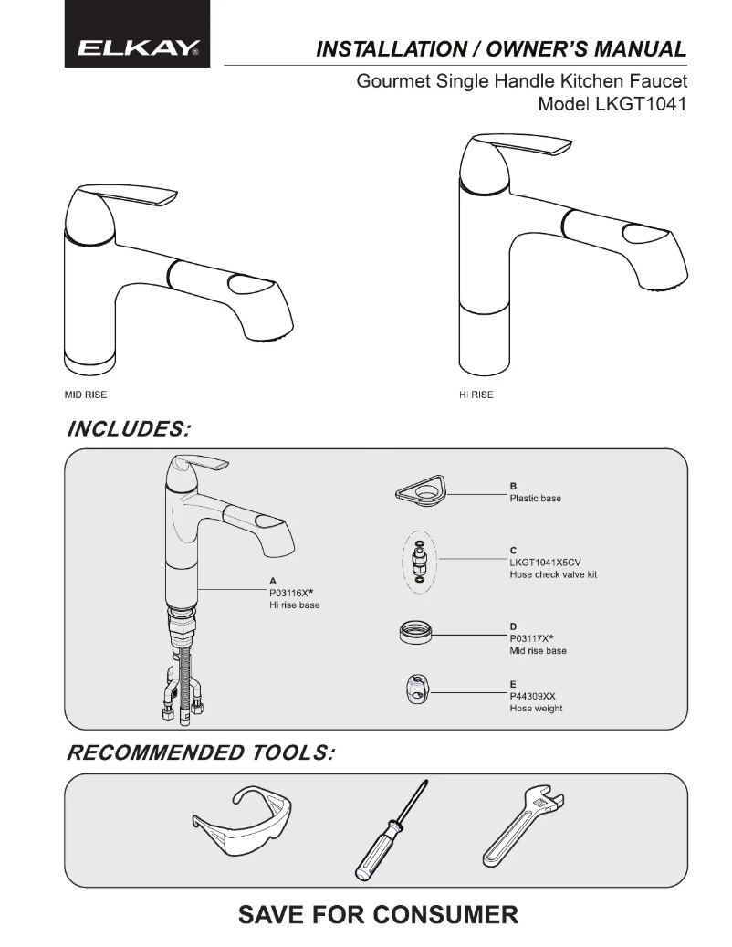 Página 1 del manual Manual de usuario Elkay LKGT1042NK