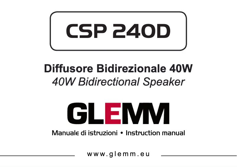 Page 1 de la notice Manuel utilisateur Glemm CSP 240D