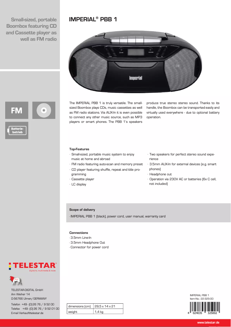 Página 1 del manual Manual de usuario Imperial PBB 1