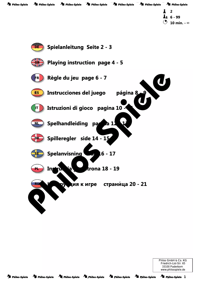 Page 1 de la notice Manuel utilisateur Philos 2517