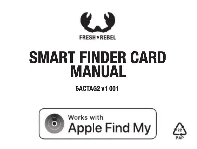 Page 1 de la notice Manuel utilisateur Fresh 'n Rebel Smart Finder Card