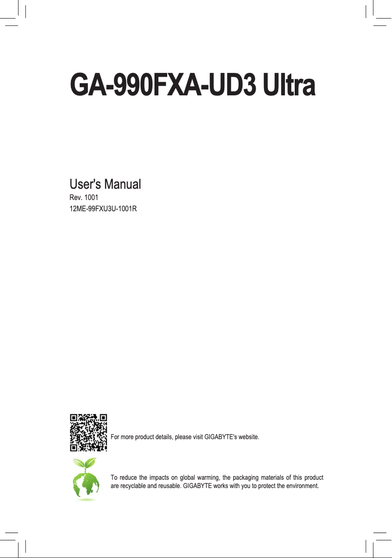 Page n°1 - Manuel utilisateur Gigabyte GA-990FXA-UD3 Ultra