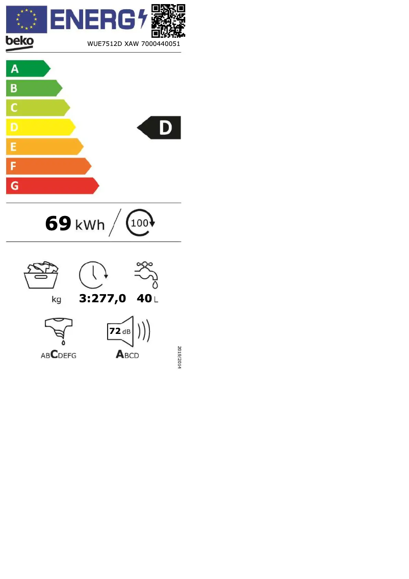 Image de la première page du manuel de l'appareil WUE7512D XAW
