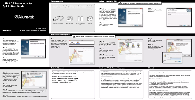 Página 1 del manual Manual de usuario Aluratek AUE0201F