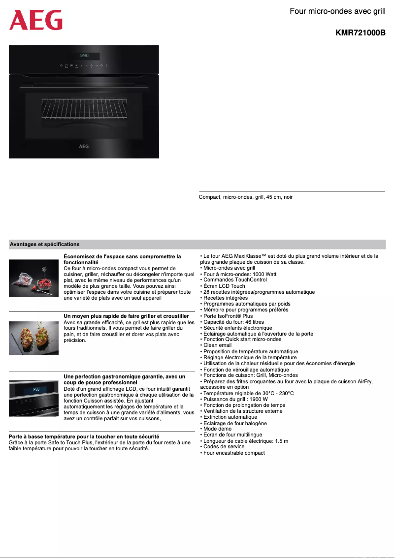 Image de la première page du manuel de l'appareil KMR721000B