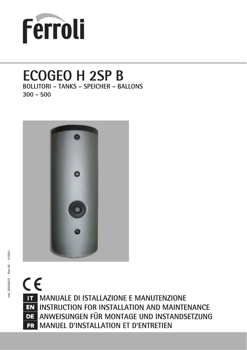 Page n°1 - Manuel utilisateur Ferroli Ecogeo H-2 SP