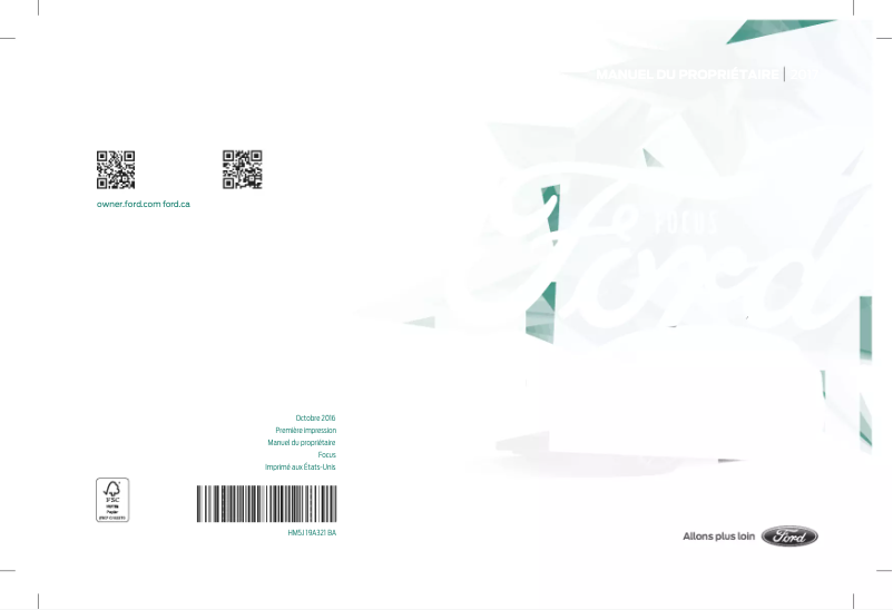 Page 1 de la notice Manuel utilisateur Ford Focus (2017)