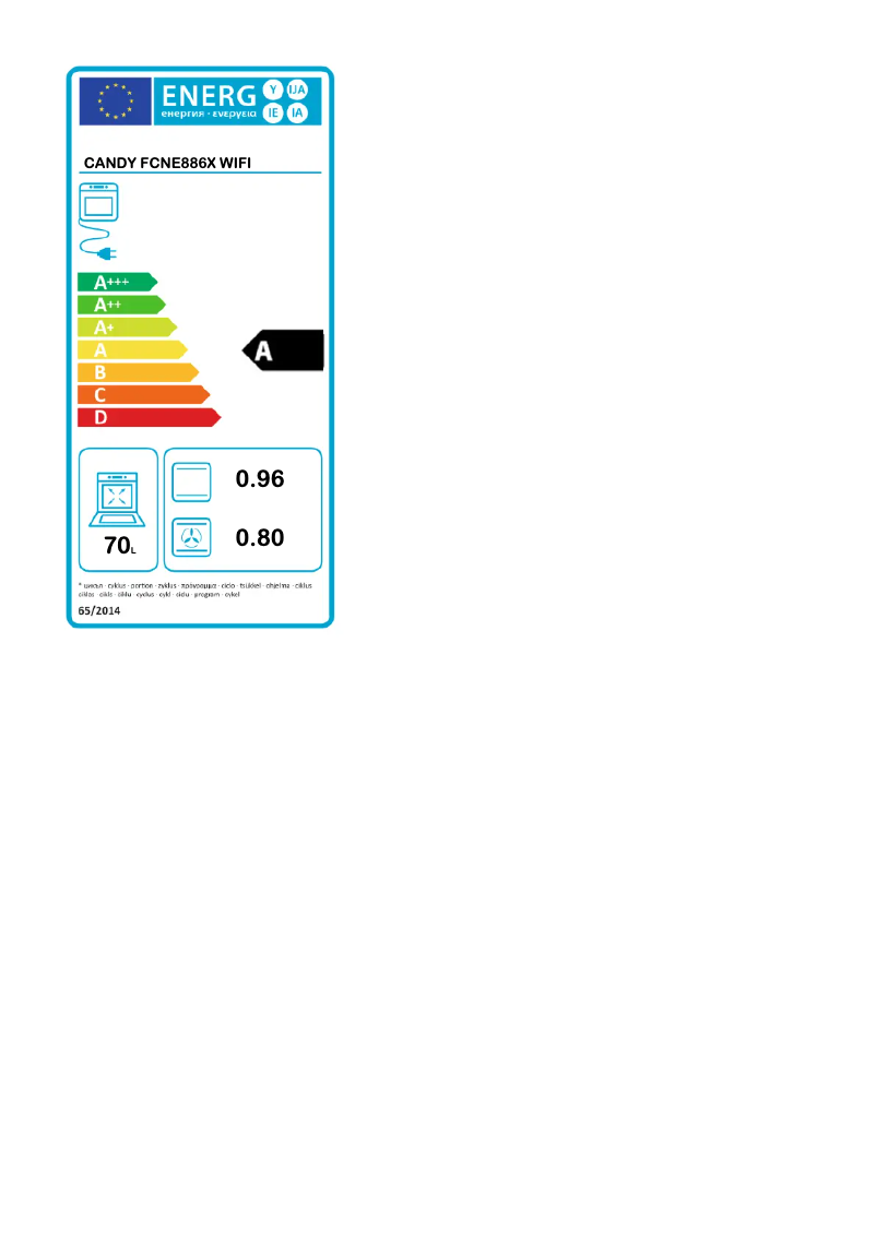Page n°1 - Label énergétique Candy FCNE886X WIFI