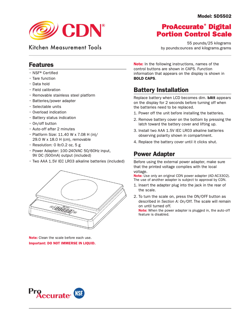 Page 1 de la notice Manuel utilisateur CDN SD5502