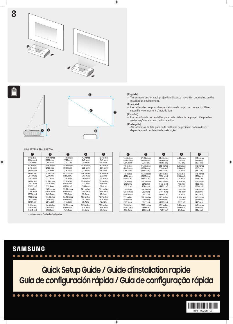Page n°1 - Guide d'installation Samsung SP-LSP7TGA