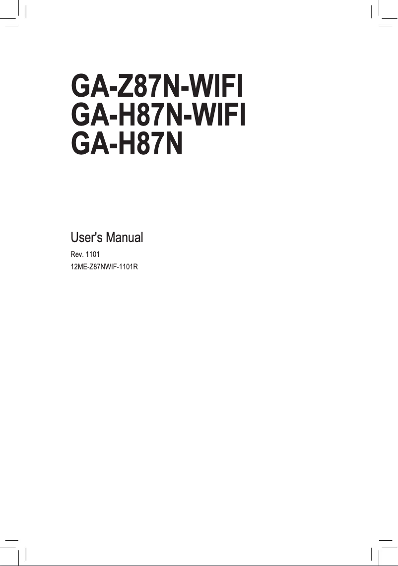 Page n°1 - Manuel utilisateur Gigabyte GA-H87N