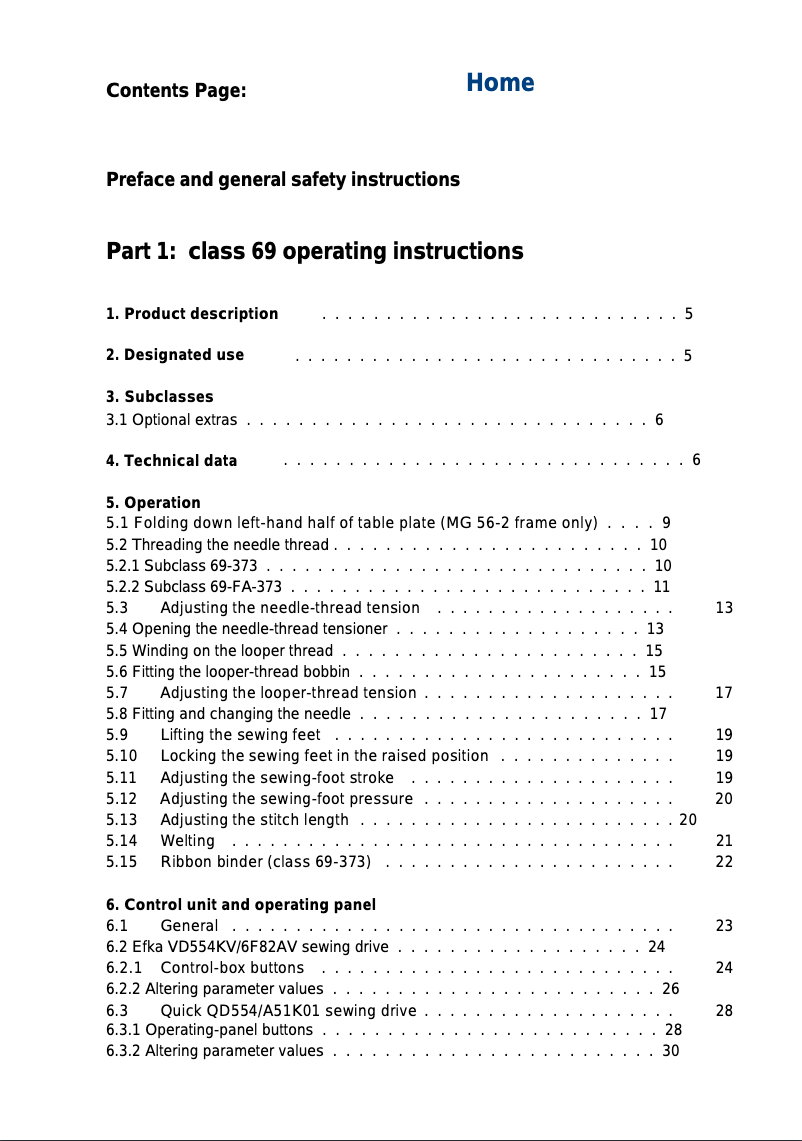Page 1 de la notice Manuel utilisateur Dürkopp Adler Class 69