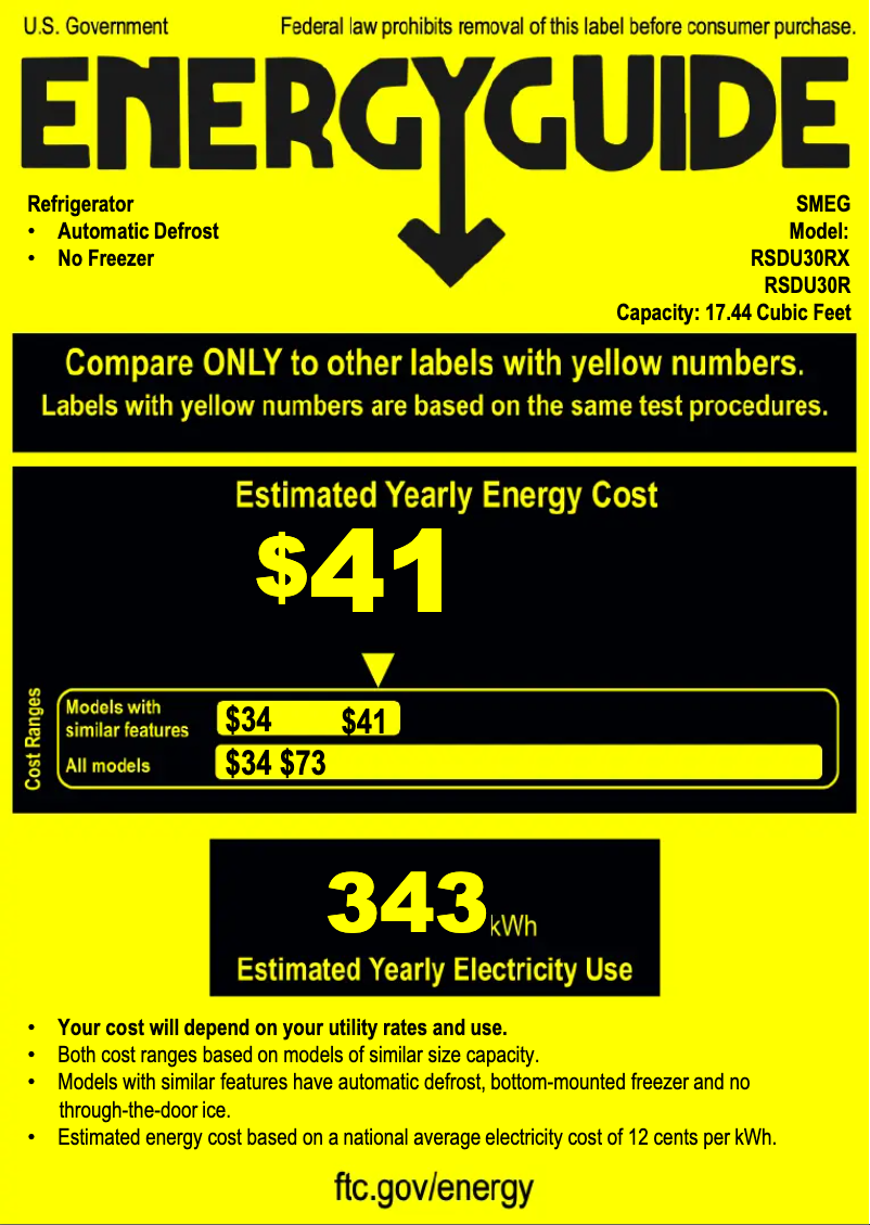 Page n°1 - Label énergétique Smeg RSDU30R