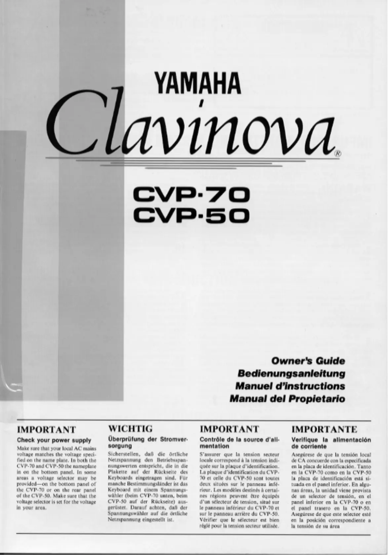 Page n°1 - Manuel utilisateur Yamaha Clavinova CVP-50