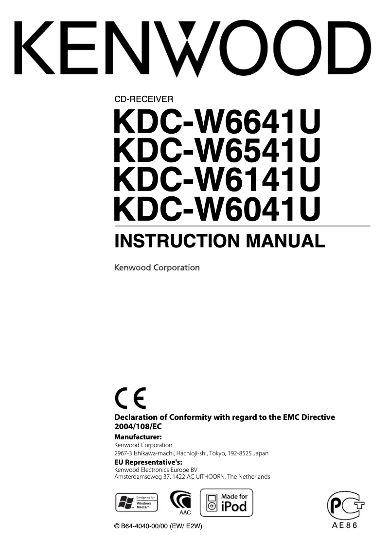 Page 1 de la notice Manuel utilisateur Kenwood KDC-W6141UY