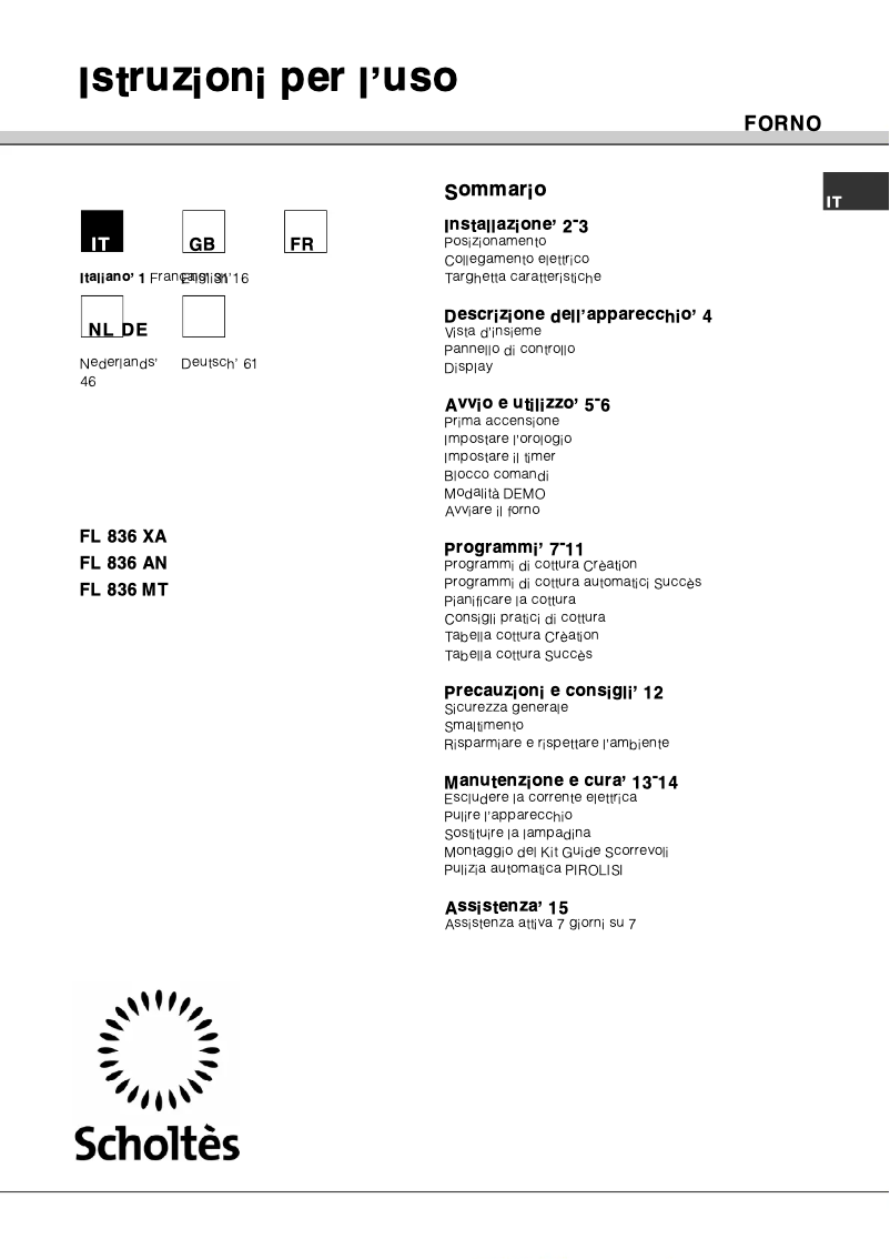 Image de la première page du manuel de l'appareil FL 836 MT