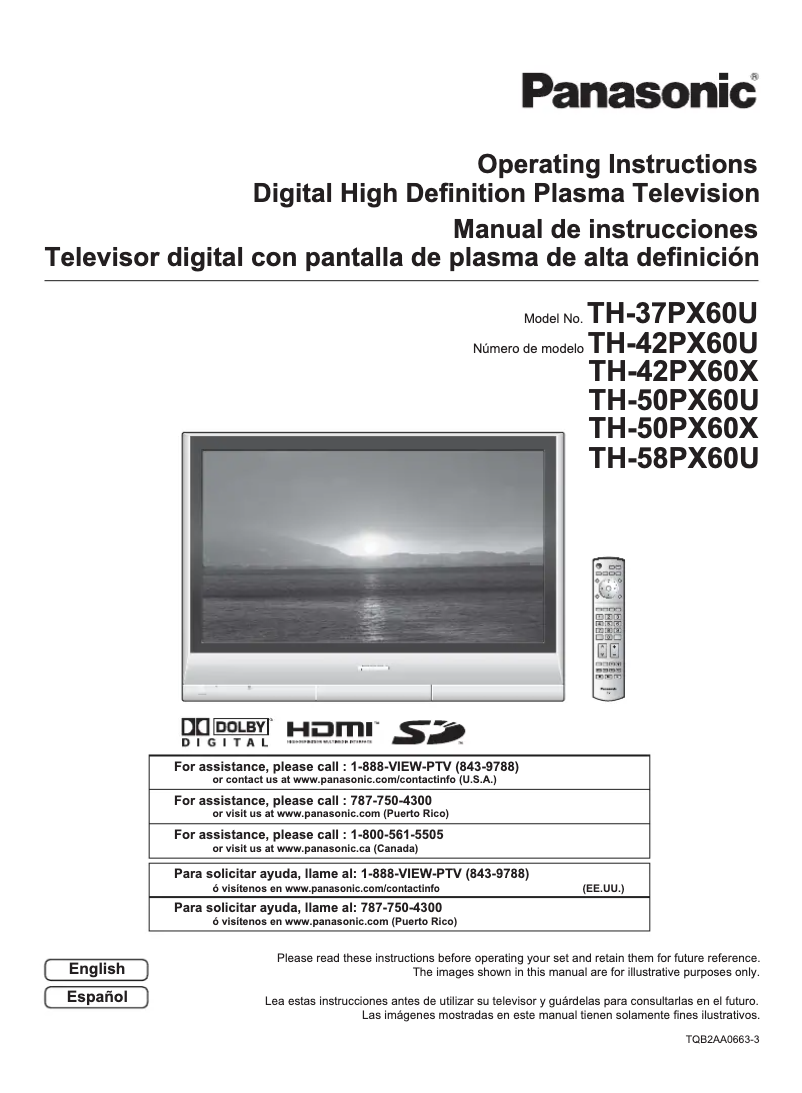 Página 1 del manual Manual de usuario Panasonic TH-42PX60X