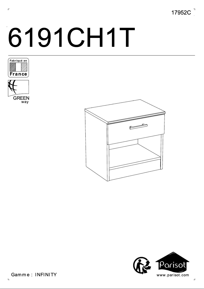 Page 1 de la notice Manuel utilisateur Parisot Infinity 6191CH1T