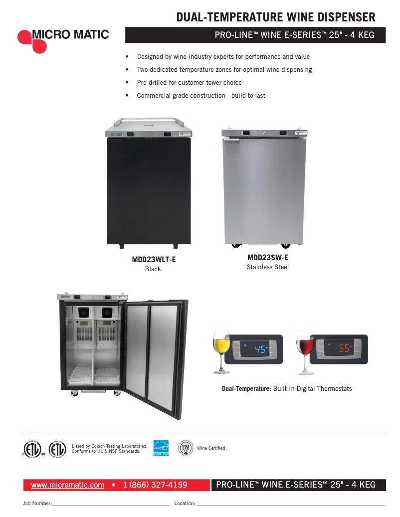 Page 1 de la notice Fiche technique Micro Matic MDD23WLT-E