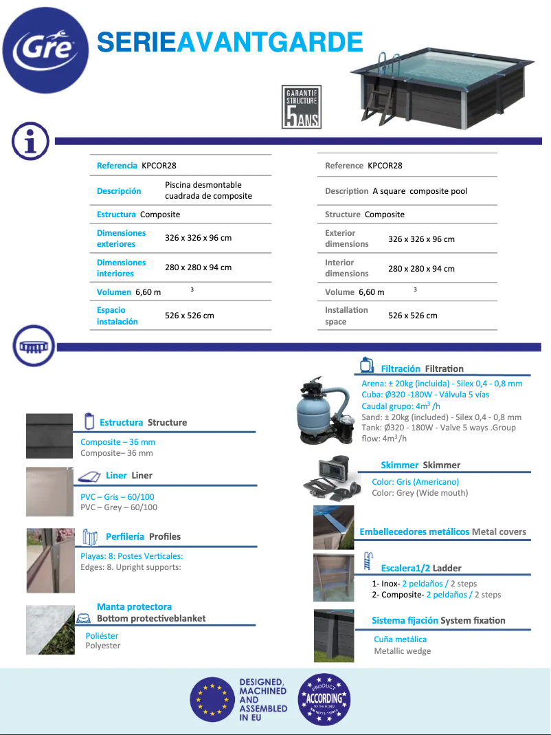 Page 1 de la notice Fiche technique Gre KPCOR28