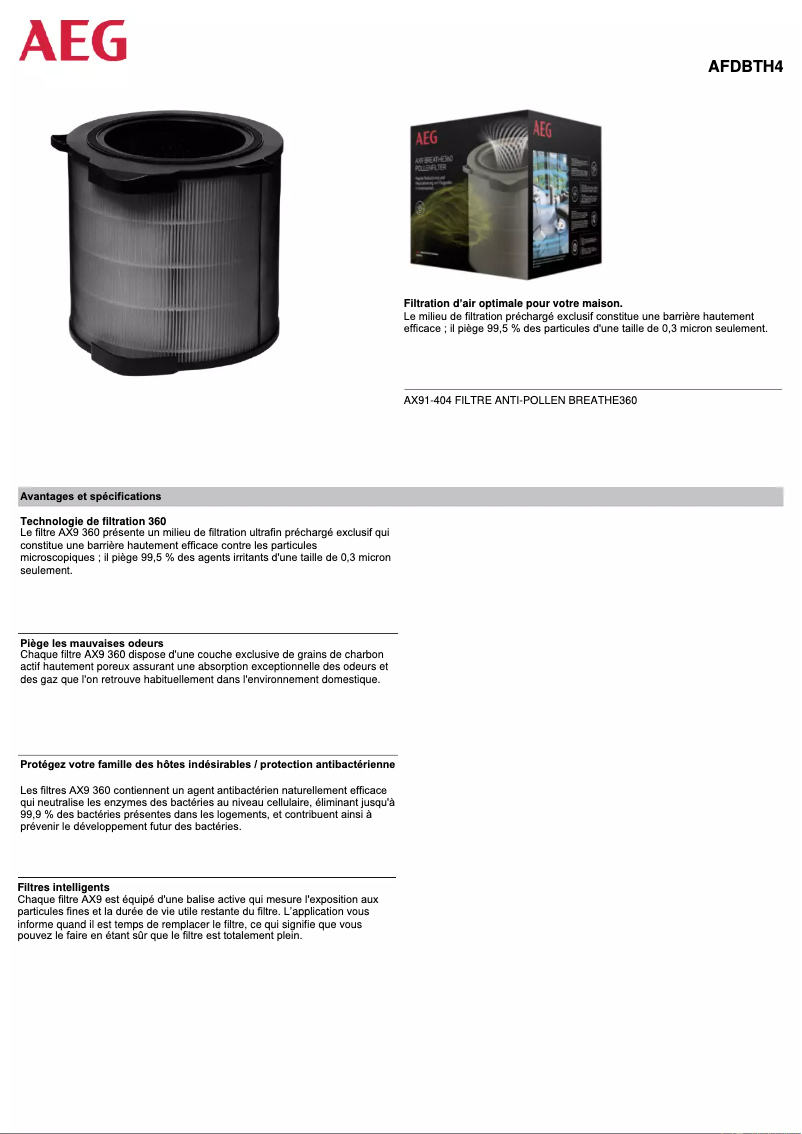 Imagen de la primera página del manual del dispositivo AFDBTH4