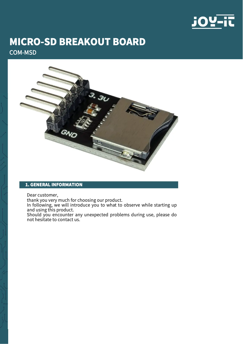 Página 1 del manual Manual de usuario Joy-It COM-MSD