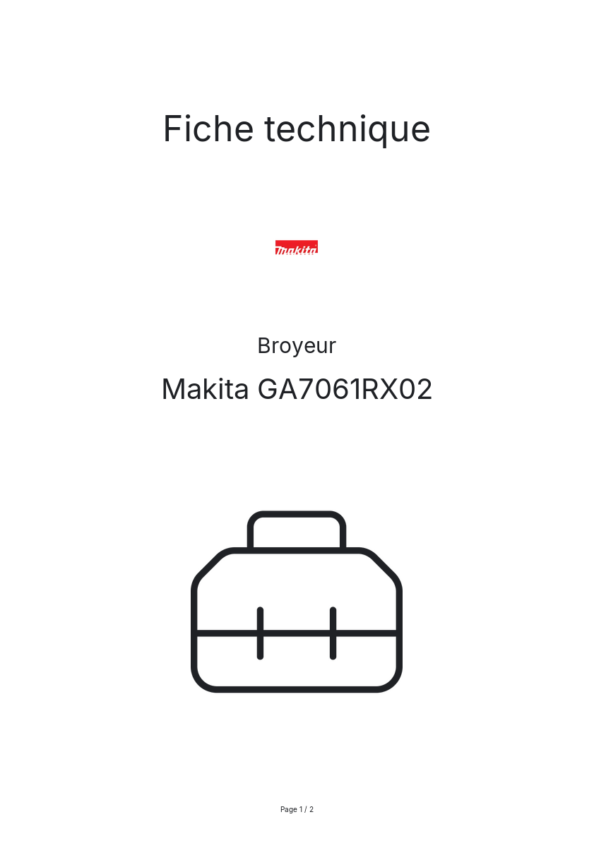 Image de la première page du manuel de l'appareil GA7061RX02