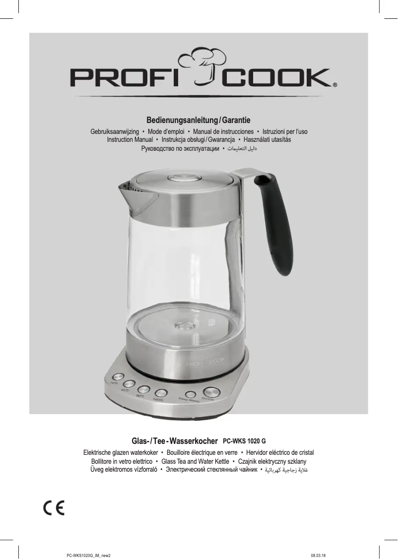 Page 1 de la notice Manuel utilisateur ProfiCook PC-WKS 1020 G