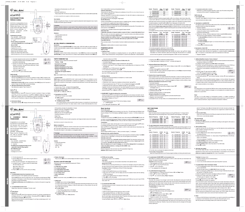 Image de la première page du manuel de l'appareil ALAN 443