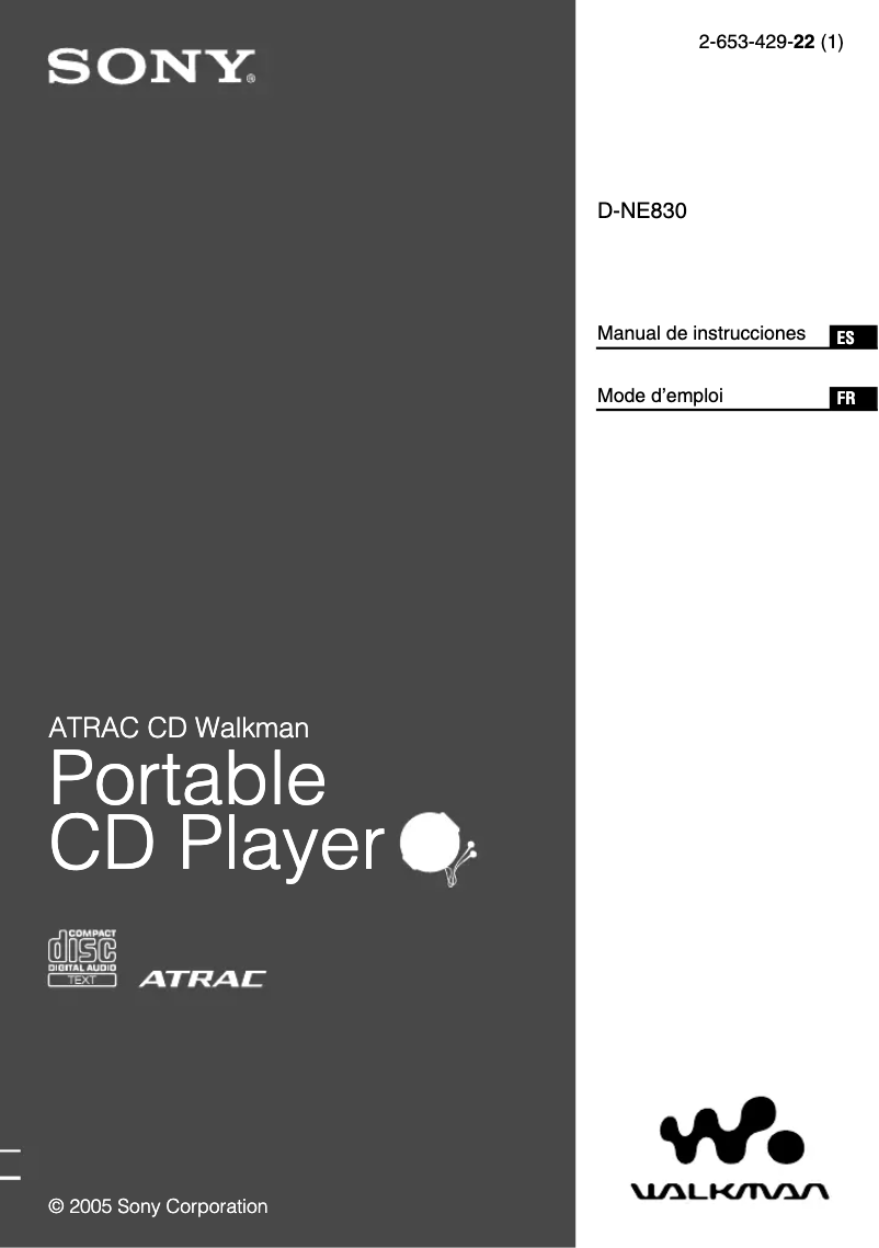 Page n°1 - Manuel utilisateur Sony D-NE830
